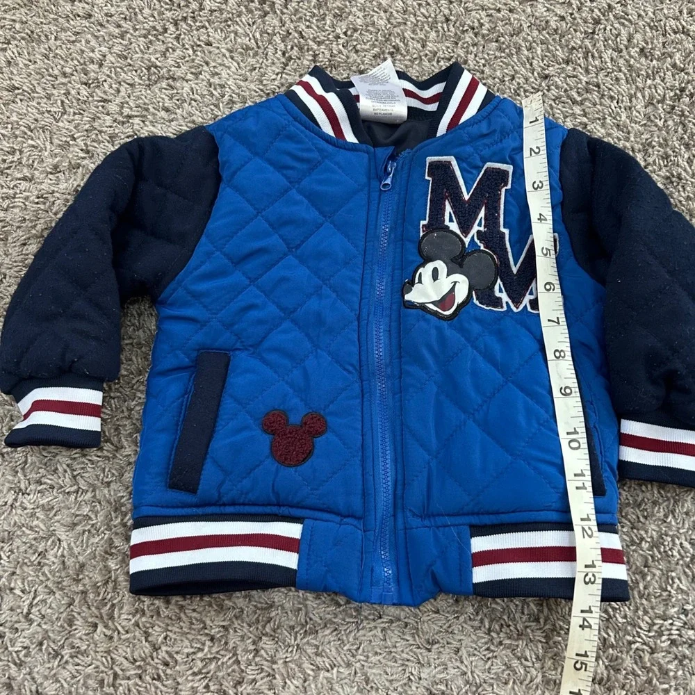Disney Junior Mickey Mouse Toddler Bomber Jacket Quilted‎ Blue 2T